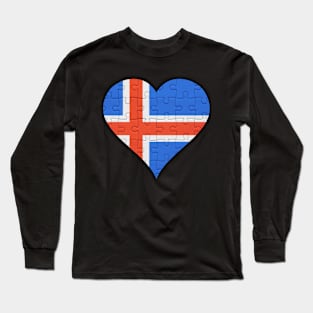 Icelandic Jigsaw Puzzle Heart Design - Gift for Icelandic With Iceland Roots Long Sleeve T-Shirt